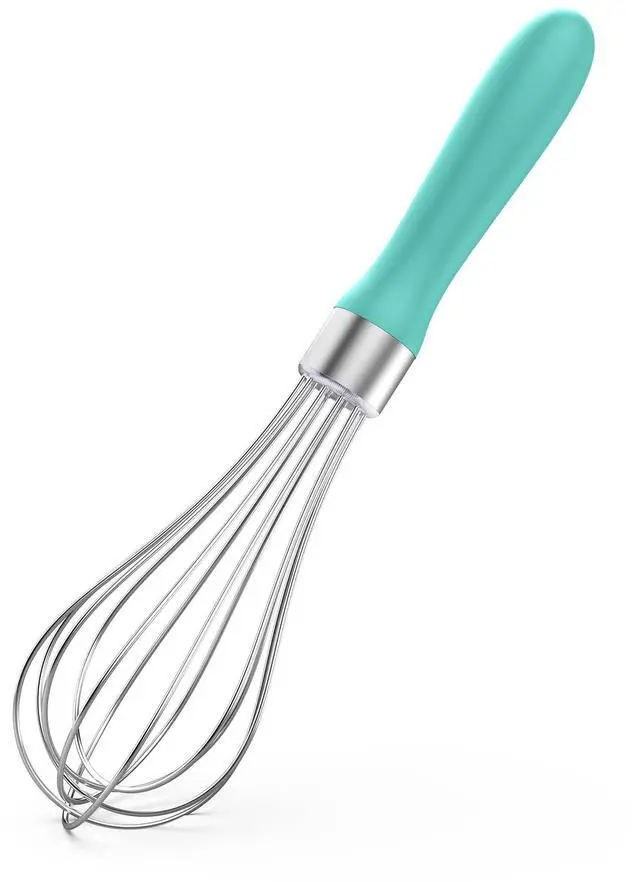 Main image of 9" Small Egg Whisk: 18/10 Stainless Steel Kitchen Cooking Wire Balloon Wisk, Heavy Duty Metal Beater Stirrer, Manual Baking Tool with 6 Flex Wires for Hand Mixing, Blending Sauce (Aqua Sky)