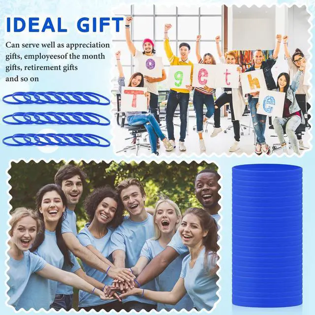 Alt view image 3 of 6 - 400 Pcs Silicone Wristbands Solid Color Silicone Bracelets Blank Rubber Sports Rubber Wristbands Bracelets Stretch Bands for Adults Men Women Teen(Blue)
