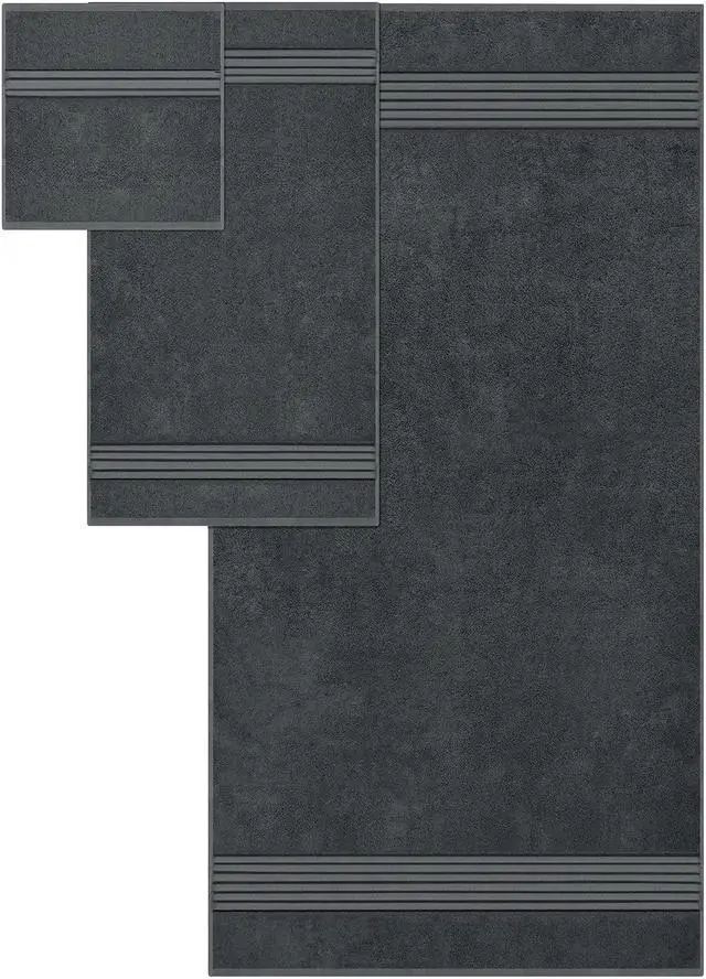 Alt view image 2 of 7 - 8 Piece Premium Towel Set, 2 Bath, 2 Hand, and 4 Washcloths, 100% Ring Spun Cotton, Highly Absorbent Towels for Bathroom, Sports, and Hotel, Grey