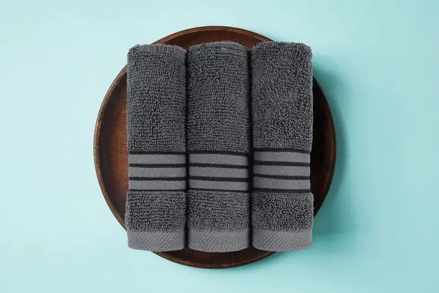 Alt view image 7 of 7 - 8 Piece Premium Towel Set, 2 Bath, 2 Hand, and 4 Washcloths, 100% Ring Spun Cotton, Highly Absorbent Towels for Bathroom, Sports, and Hotel, Grey
