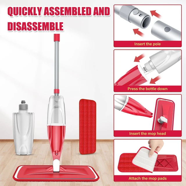 Alt view image 4 of 7 - Spray Mops for Floor Cleaning: Microfiber Wet Dust Mop Hardwood Floor Mop 3 Washable Pads for Swiffer PowerMop, Floor Mops with Sprayer Multi-purpose, for Wood Laminate Ceramic Tiles Multi-surface