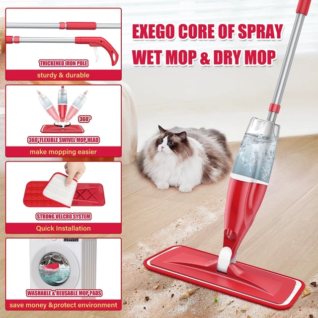 Alt view image 3 of 7 - Spray Mops for Floor Cleaning: Microfiber Wet Dust Mop Hardwood Floor Mop 3 Washable Pads for Swiffer PowerMop, Floor Mops with Sprayer Multi-purpose, for Wood Laminate Ceramic Tiles Multi-surface