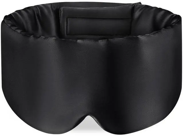 Main image of 100% Mulberry Silk Sleep Mask Eye Mask for Man and Woman with Adjustable Headband, Full Size Large Sleep Mask & Blindfold for Total Blackout for All Night Sleep, Travel & Nap- Black