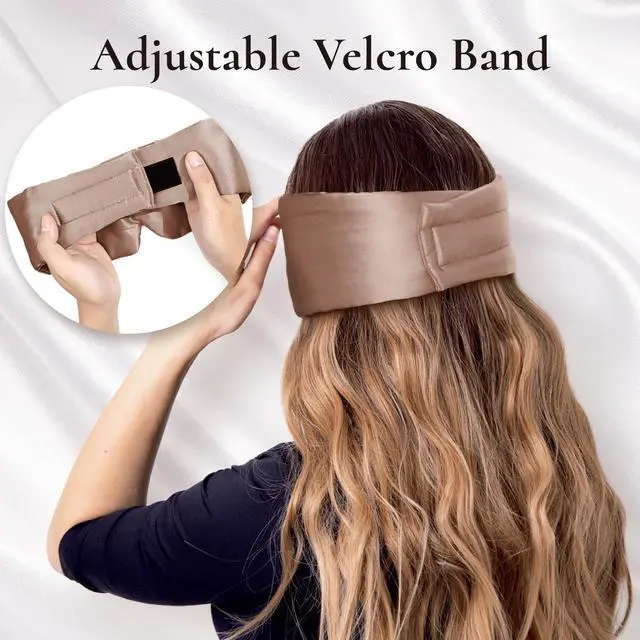 Alt view image 4 of 6 - 100% Mulberry Silk Sleep Mask Eye Mask for Man and Woman with Adjustable Headband, Full Size Large Sleep Mask & Blindfold for Total Blackout for All Night Sleep, Travel & Nap-Taupe