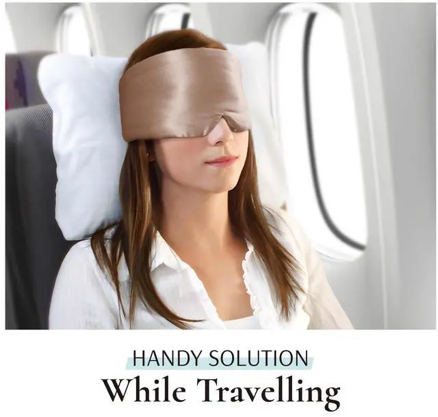 Alt view image 6 of 6 - 100% Mulberry Silk Sleep Mask Eye Mask for Man and Woman with Adjustable Headband, Full Size Large Sleep Mask & Blindfold for Total Blackout for All Night Sleep, Travel & Nap-Taupe