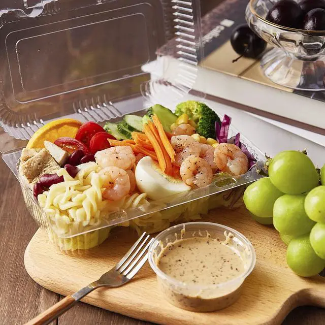 Alt view image 5 of 7 - Disposable Sturdy Plastic Hinged Food Containers with Clear Lids (40 Pack) Clamshell Take Out Loaf Containers 7.2x4.7x3 Inches To Go Dessert Box Cake Slice Salad Pastry Sandwich Container