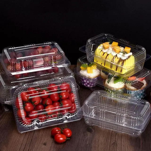 Alt view image 7 of 7 - Disposable Sturdy Plastic Hinged Food Containers with Clear Lids (40 Pack) Clamshell Take Out Loaf Containers 7.2x4.7x3 Inches To Go Dessert Box Cake Slice Salad Pastry Sandwich Container