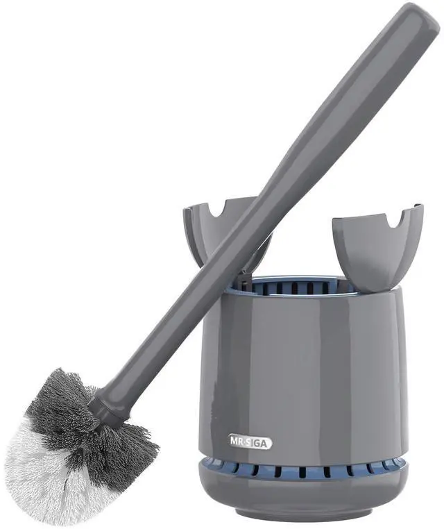 Main image of Toilet Bowl Brush and Holder, Sturdy Long Handle, Gray, 1 Pack