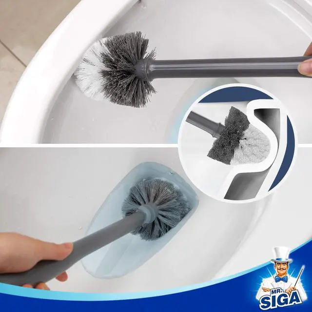 Alt view image 5 of 6 - Toilet Bowl Brush and Holder, Sturdy Long Handle, Gray, 1 Pack
