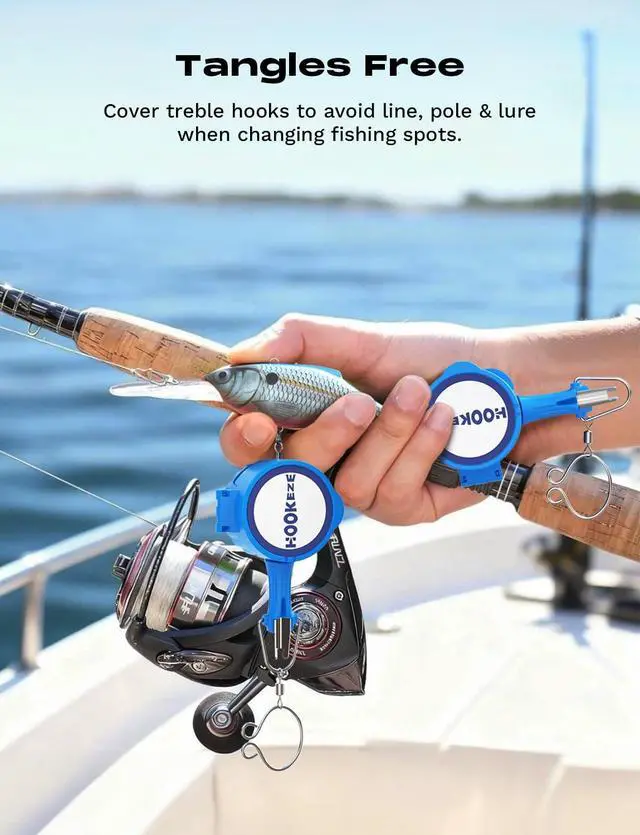 Alt view image 3 of 7 - 4-in-1 Fishing Knot Tying Tool, Treble Hook Covers Keeps Lures Safe, Hook Sharpener, Lure Wraps for Fishing Rod, Line Cutter Accessories Gifts for Anglers Fishermen (MultiPro, Oceanblue)