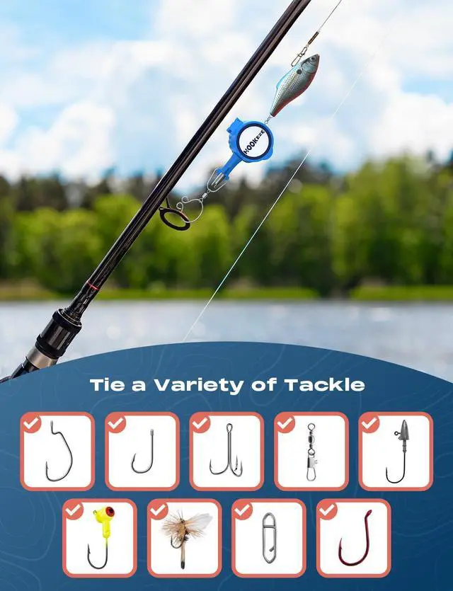 Alt view image 5 of 7 - 4-in-1 Fishing Knot Tying Tool, Treble Hook Covers Keeps Lures Safe, Hook Sharpener, Lure Wraps for Fishing Rod, Line Cutter Accessories Gifts for Anglers Fishermen (MultiPro, Oceanblue)