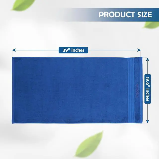Alt view image 2 of 7 - Luxury Turkish Cotton Hand Towel 19x39 Inch, Bath Towels Spa Quality, High Absorbency and Ultra Plush, Large Size for Hotel and Home Bathroom Blue