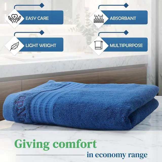 Alt view image 4 of 7 - Luxury Turkish Cotton Hand Towel 19x39 Inch, Bath Towels Spa Quality, High Absorbency and Ultra Plush, Large Size for Hotel and Home Bathroom Blue