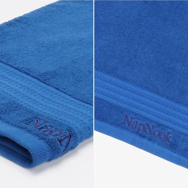 Alt view image 6 of 7 - Luxury Turkish Cotton Hand Towel 19x39 Inch, Bath Towels Spa Quality, High Absorbency and Ultra Plush, Large Size for Hotel and Home Bathroom Blue
