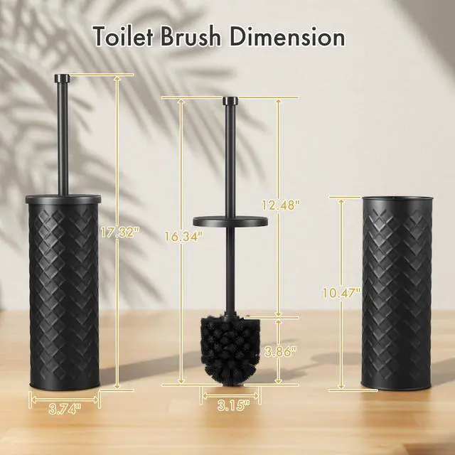Alt view image 2 of 7 - Toilet Bowl Brush and Holder Set 2 Pack with 4 Extra Brush Heads (Black)