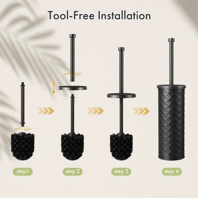 Alt view image 7 of 7 - Toilet Bowl Brush and Holder Set 2 Pack with 4 Extra Brush Heads (Black)