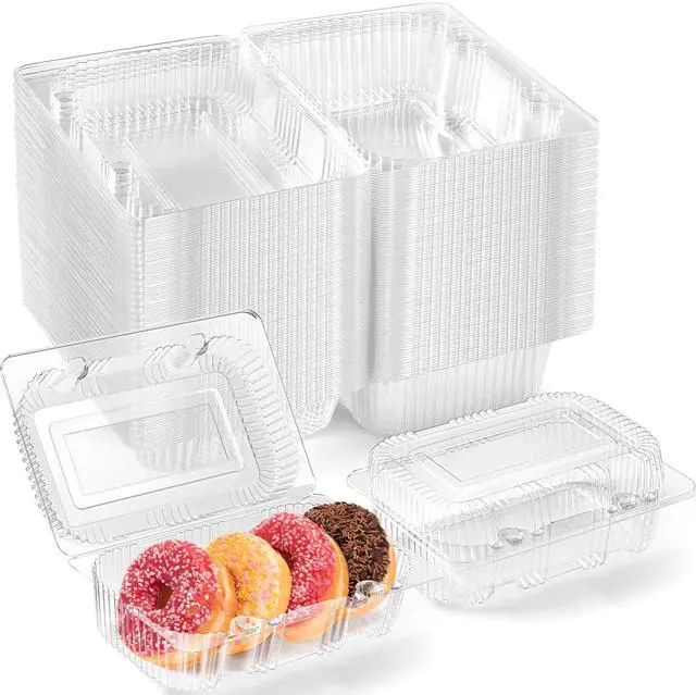 Main image of 40 Pack Clear Hinged Plastic Containers, Sturdy To Go Clamshell Food Containers with Lids, Disposable Take Out Boxes for Desserts Cake Slices Sandwich Salad Cookies (7.2 × 4.7 ×3 Inches)