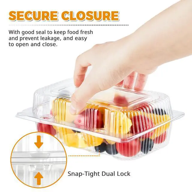 Alt view image 3 of 7 - 40 Pack Clear Hinged Plastic Containers, Sturdy To Go Clamshell Food Containers with Lids, Disposable Take Out Boxes for Desserts Cake Slices Sandwich Salad Cookies (7.2 × 4.7 ×3 Inches)