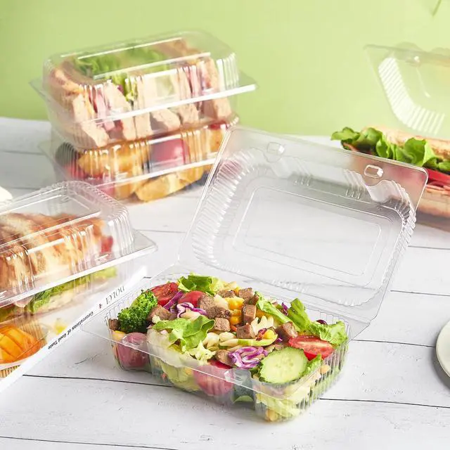 Alt view image 6 of 7 - 40 Pack Clear Hinged Plastic Containers, Sturdy To Go Clamshell Food Containers with Lids, Disposable Take Out Boxes for Desserts Cake Slices Sandwich Salad Cookies (7.2 × 4.7 ×3 Inches)