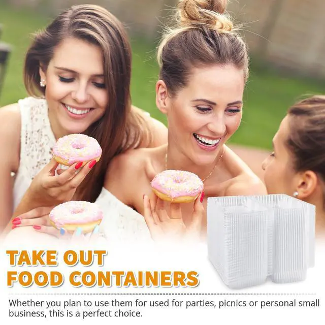 Alt view image 7 of 7 - 40 Pack Clear Hinged Plastic Containers, Sturdy To Go Clamshell Food Containers with Lids, Disposable Take Out Boxes for Desserts Cake Slices Sandwich Salad Cookies (7.2 × 4.7 ×3 Inches)
