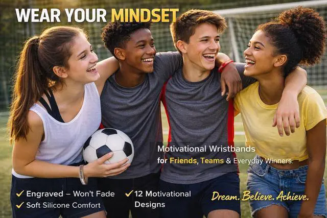 Alt view image 5 of 7 - Pack Motivational Silicone Wristbands for Men, Women, Sport Team, Rubber bracelets 12x8 with Inspirational Quotes, Unisex Design for men, gifts (12)