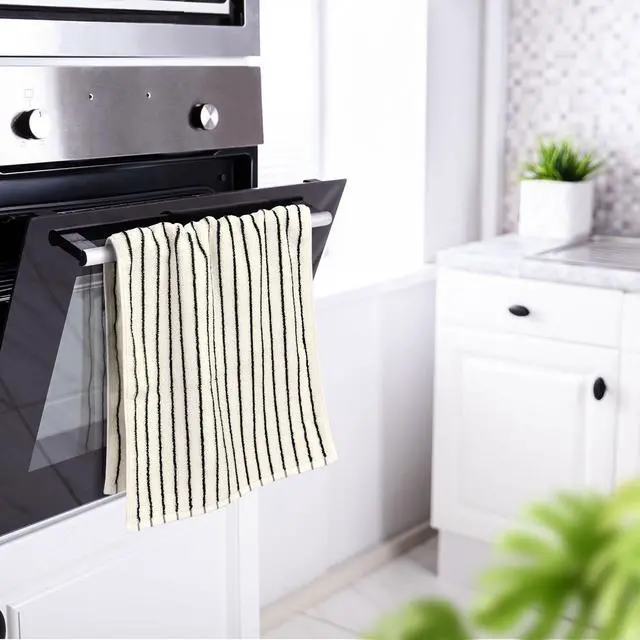 Alt view image 2 of 7 - Black and White Striped Hand Towels for Bathroom, Vintage Kitchen Decor, Guest Use, Adults & Kids, Natural Cotton, 14 x 29
