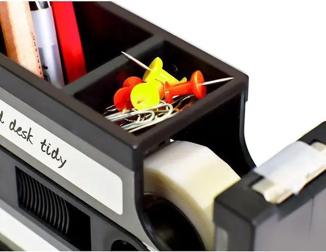 Alt view image 3 of 6 - Cassette Tape Dispenser Pen Holder Vase Pencil Pot Stationery Desk Tidy Container Office Stationery Supplier Gift-onepalace (Black)