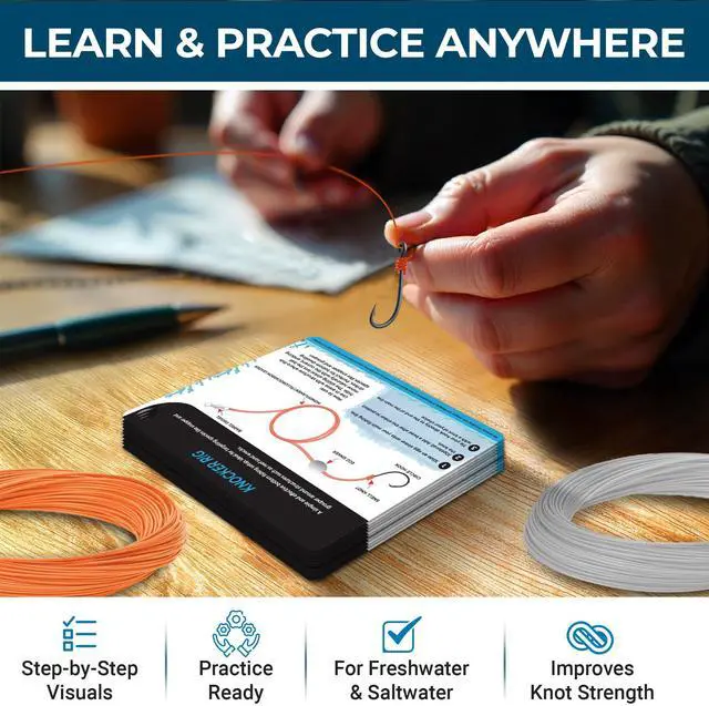 Alt view image 5 of 7 - Fishing Knots Pocket Guide Waterproof Fishing Knot Guide Card with 20 Essential Knots and Rigs 2.5" x 3.5" Durable Quick Reference Perfect Pocket Guide Fishing Gift for Anglers