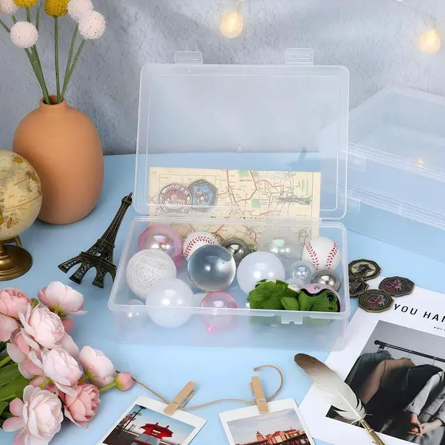 Alt view image 5 of 7 - 6 Pcs Plastic Storage Boxes with Lids, 9 x 6.5 x 2 Inch Clear Rectangular Plastic Box Multipurpose Craft Organizers Small Storage Containers for Pencils, Beads, Craft Accessories, Small Items