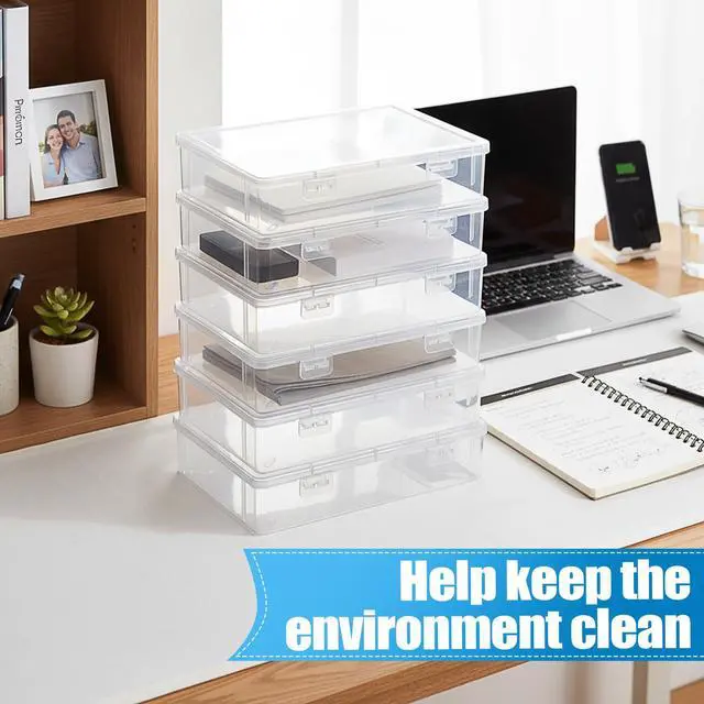Alt view image 7 of 7 - 6 Pcs Plastic Storage Boxes with Lids, 9 x 6.5 x 2 Inch Clear Rectangular Plastic Box Multipurpose Craft Organizers Small Storage Containers for Pencils, Beads, Craft Accessories, Small Items
