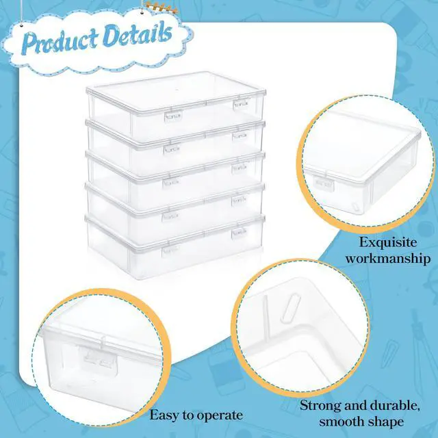 Alt view image 4 of 7 - 6 Pcs Plastic Storage Boxes with Lids, 9 x 6.5 x 2 Inch Clear Rectangular Plastic Box Multipurpose Craft Organizers Small Storage Containers for Pencils, Beads, Craft Accessories, Small Items