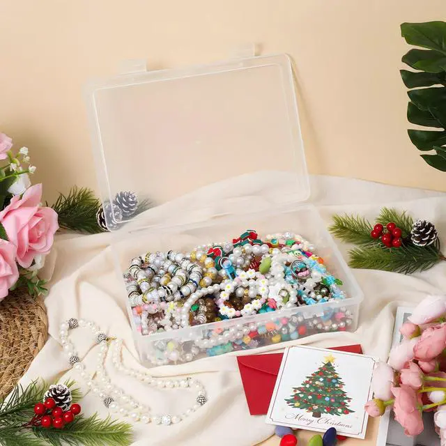 Alt view image 3 of 7 - 6 Pcs Plastic Storage Boxes with Lids, 9 x 6.5 x 2 Inch Clear Rectangular Plastic Box Multipurpose Craft Organizers Small Storage Containers for Pencils, Beads, Craft Accessories, Small Items
