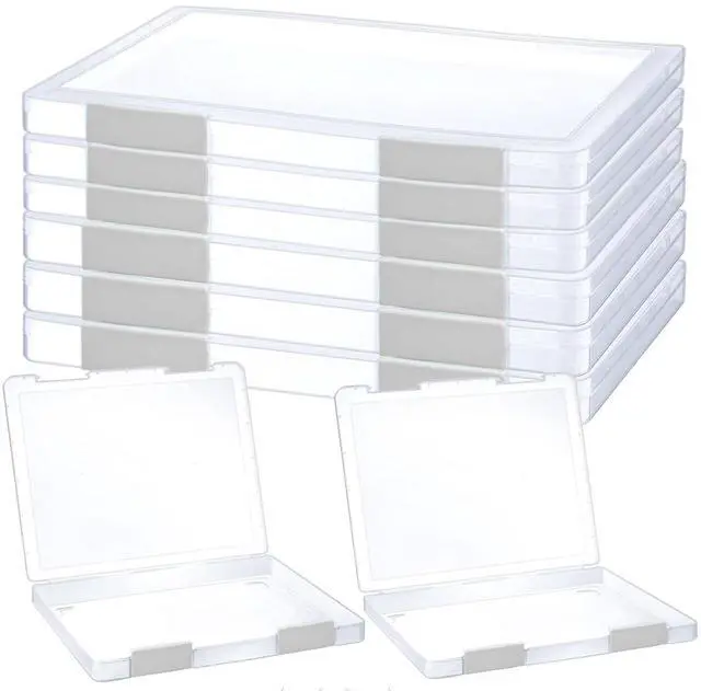 Main image of 6 Pcs Clear A4 File Portable Project Case, Plastic Storage Box for 8.5" x 11" Letter Paper, Scrapbook Paper Storage Boxes Documents Magazines Holder
