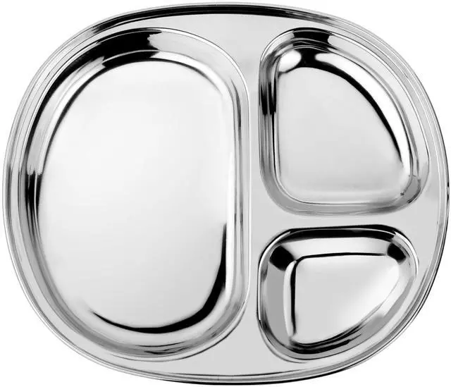 Main image of Stainless Steel Kids Plate, Pediatrician Designed Divided Toddler & Baby Plates, Non Toxic, Unbreakable & Dishwasher Safe, Polished