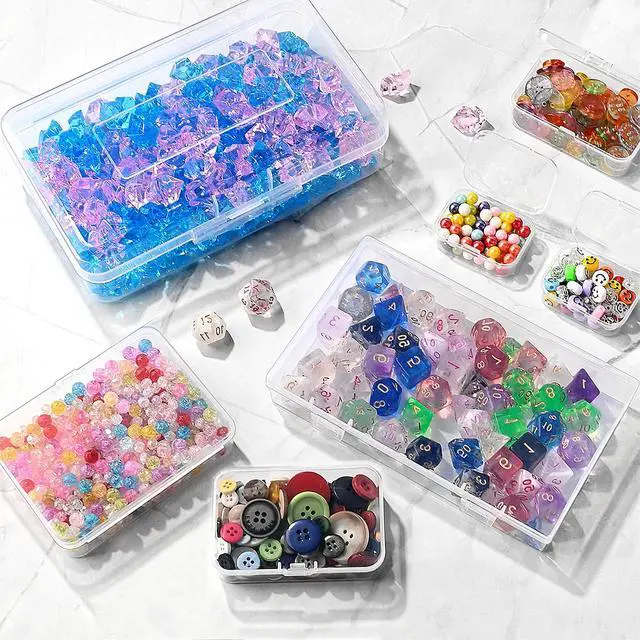 Alt view image 5 of 6 - 28 Pack Mixed Sizes Rectangular Mini Plastic Containers Clear Plastic Storage Boxes with Hinged Lids and Labels Empty Beads Organizers for Small Items Art Craft Jewelry Projects