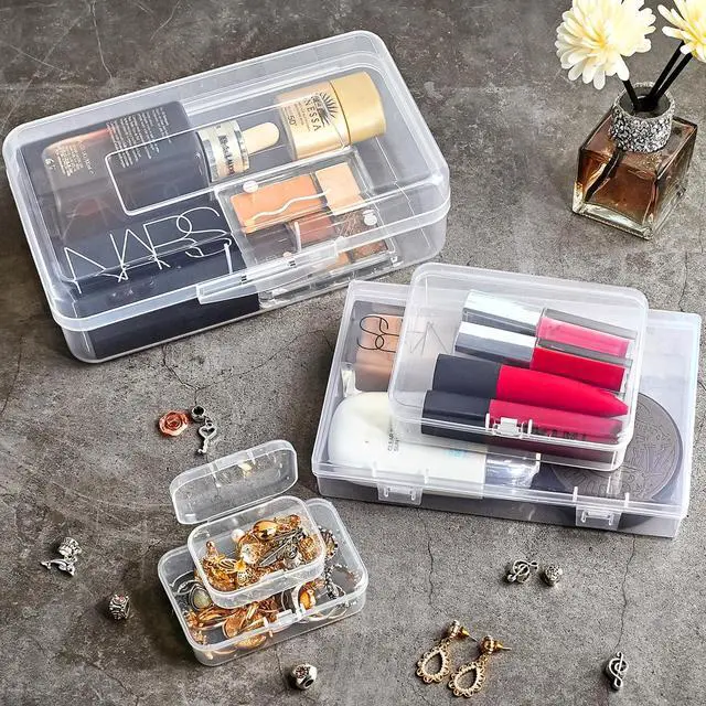 Alt view image 6 of 6 - 28 Pack Mixed Sizes Rectangular Mini Plastic Containers Clear Plastic Storage Boxes with Hinged Lids and Labels Empty Beads Organizers for Small Items Art Craft Jewelry Projects