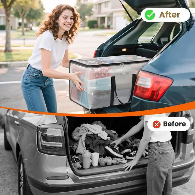 Alt view image 3 of 4 - Moving Bags Extra Heavy Duty Oversized Clear Storage Bags with Reinforced Handle and Double Zippers,Moving Supplies Totes for Storage Packing Dorm Room Essentials Alternative to Moving Boxes