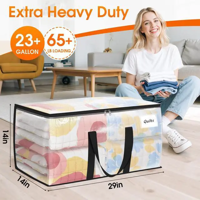 Alt view image 2 of 4 - Moving Bags Extra Heavy Duty Oversized Clear Storage Bags with Reinforced Handle and Double Zippers,Moving Supplies Totes for Storage Packing Dorm Room Essentials Alternative to Moving Boxes