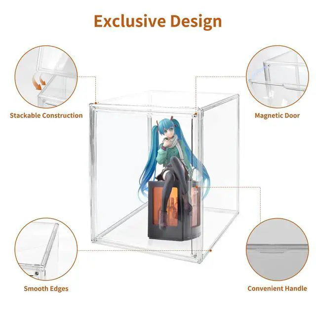 Alt view image 3 of 7 - Clear Acrylic Display Case with Magnetic Lid-Dustproof Plastic Book Storage box,Clear Box,Purse Storage Organizer,Action Figure Display Case,Acrylic Sneaker Shoe Box(1 Pack)