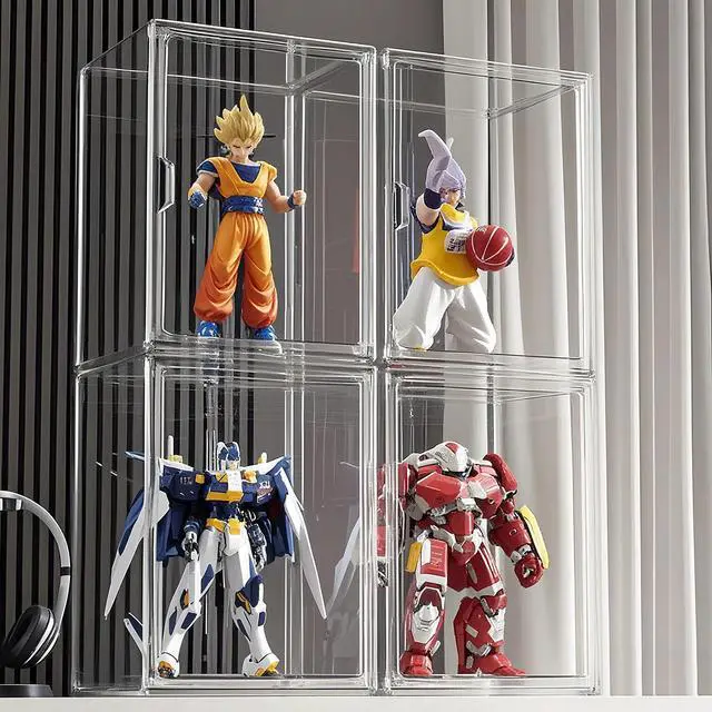 Alt view image 6 of 7 - Clear Acrylic Display Case with Magnetic Lid-Dustproof Plastic Book Storage box,Clear Box,Purse Storage Organizer,Action Figure Display Case,Acrylic Sneaker Shoe Box(1 Pack)