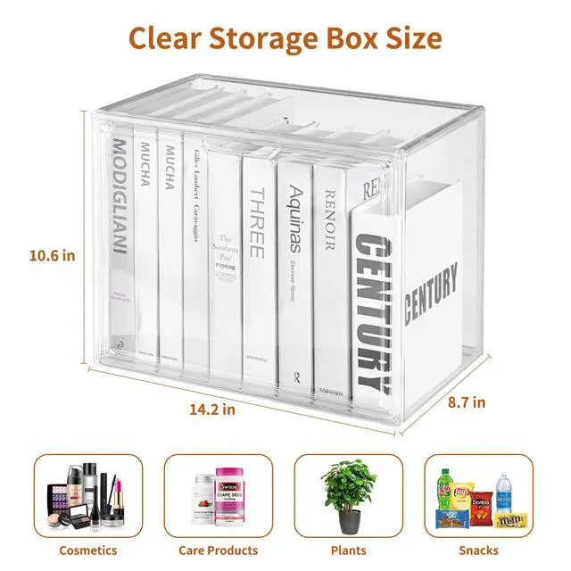 Alt view image 2 of 7 - Clear Acrylic Display Case with Magnetic Lid-Dustproof Plastic Book Storage box,Clear Box,Purse Storage Organizer,Action Figure Display Case,Acrylic Sneaker Shoe Box(1 Pack)