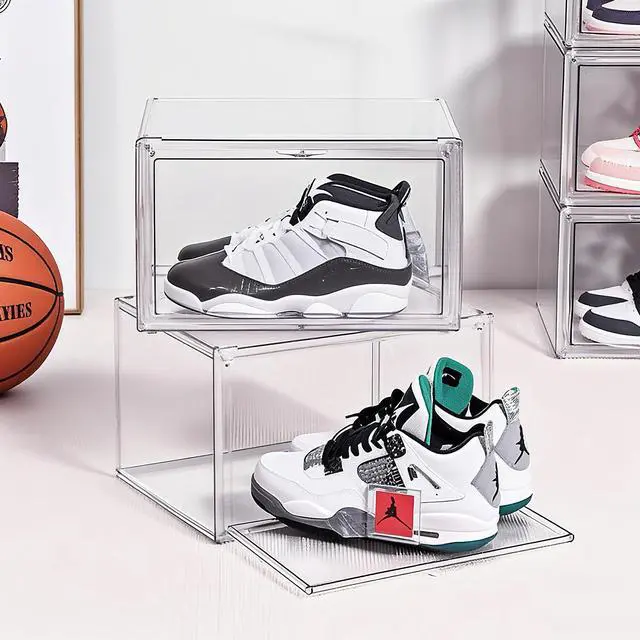 Alt view image 7 of 7 - Clear Acrylic Display Case with Magnetic Lid-Dustproof Plastic Book Storage box,Clear Box,Purse Storage Organizer,Action Figure Display Case,Acrylic Sneaker Shoe Box(1 Pack)