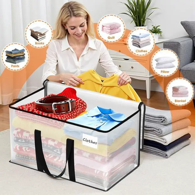 Alt view image 4 of 4 - Moving Bags Extra Heavy Duty Oversized Clear Storage Bags with Reinforced Handle and Double Zippers,Moving Supplies Totes for Storage Packing Dorm Room Essentials Alternative to Moving Boxes