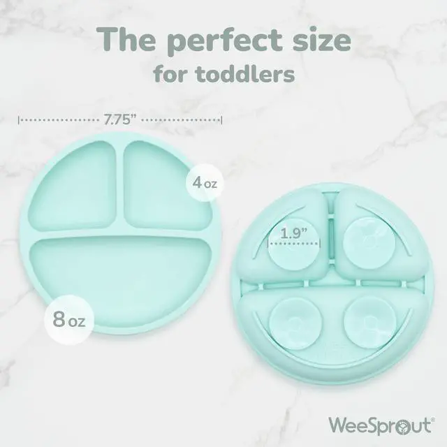 Alt view image 2 of 4 - Suction Plates with Lids for Babies & Toddlers - 100% Silicone, Dinnerware Stays Put, Divided Design for Picky Eaters, Microwave & Dishwasher Friendly, 3 Pack