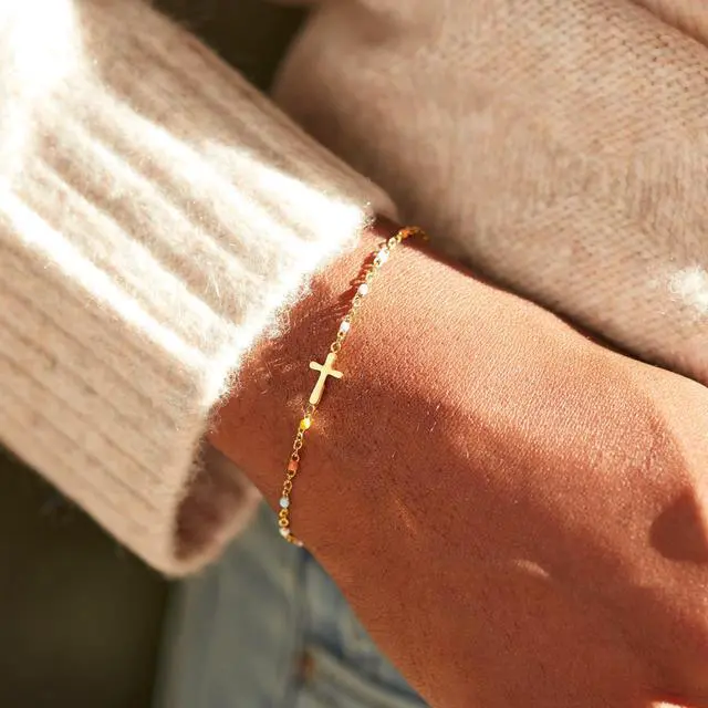 Alt view image 2 of 7 - Christian Gifts for Women, Religious Confirmation and Baptism Gifts, Cross Bracelet for Women, Easter Gift, Encouragement Present, Christian Jewelry