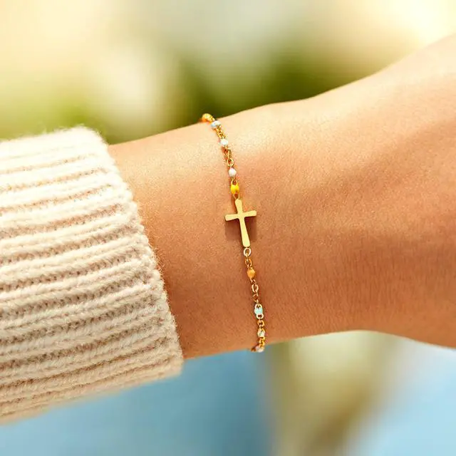 Alt view image 4 of 7 - Christian Gifts for Women, Religious Confirmation and Baptism Gifts, Cross Bracelet for Women, Easter Gift, Encouragement Present, Christian Jewelry