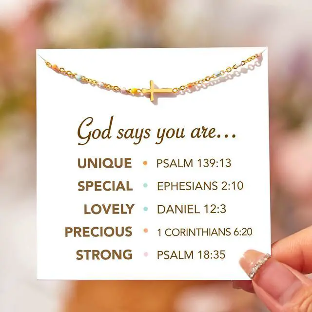 Alt view image 6 of 7 - Christian Gifts for Women, Religious Confirmation and Baptism Gifts, Cross Bracelet for Women, Easter Gift, Encouragement Present, Christian Jewelry