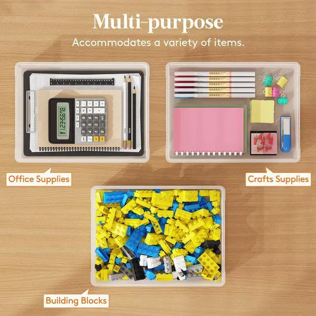 Alt view image 4 of 7 - 2 Pack Paper Organizer Storage, 32 x 23 cm/12x9 Multi-Purpose Plastic File Box with Latching Lids, Containers for A4, 8.5" x 11" Letter, Scrapbook, Document, Magazine, Art Supplies, Clear