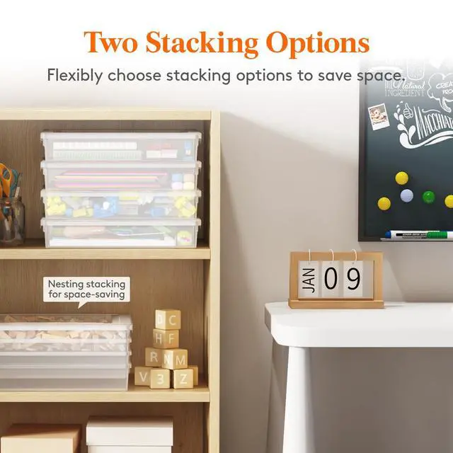 Alt view image 6 of 7 - 2 Pack Paper Organizer Storage, 32 x 23 cm/12x9 Multi-Purpose Plastic File Box with Latching Lids, Containers for A4, 8.5" x 11" Letter, Scrapbook, Document, Magazine, Art Supplies, Clear