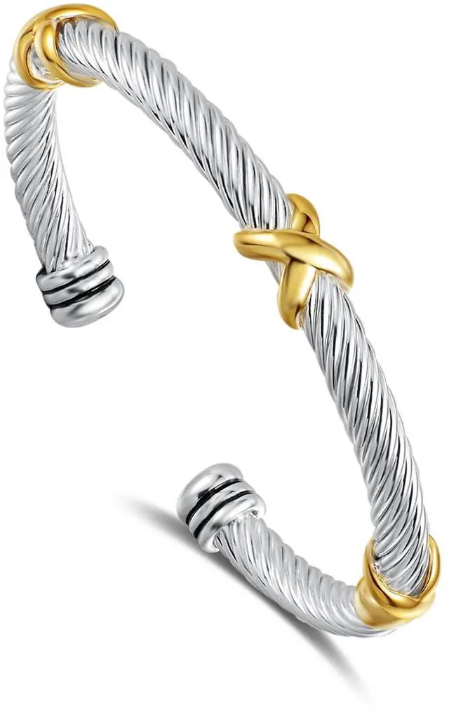 Main image of Jewelry Bracelet Triple Criss Cross X Shape Infinity Twisted Cable Bangle Designer Inspired Women Jewelry (Triple No Stone)